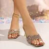 2026 Summer Sequin Open-Toe High Heel Slide Sandals for Women