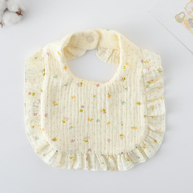 Ruffle Baby Drool Bibs: Pure Cotton Printed Lace Bibs