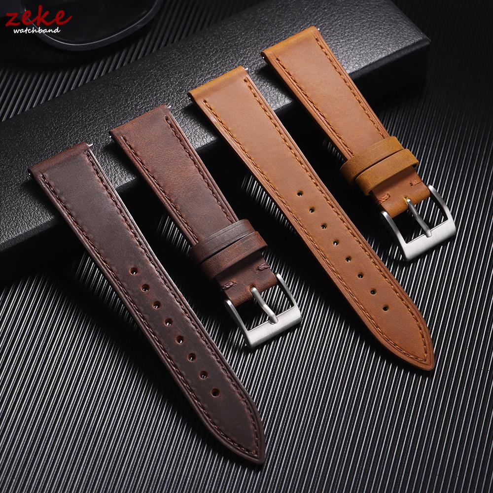 Quick Release Vintage Retro Genuine Leather Watch Band 18mm 20mm 22mm 19mm 21mm 24mm Crazy Horse Men Women Straps Watch Bracelet