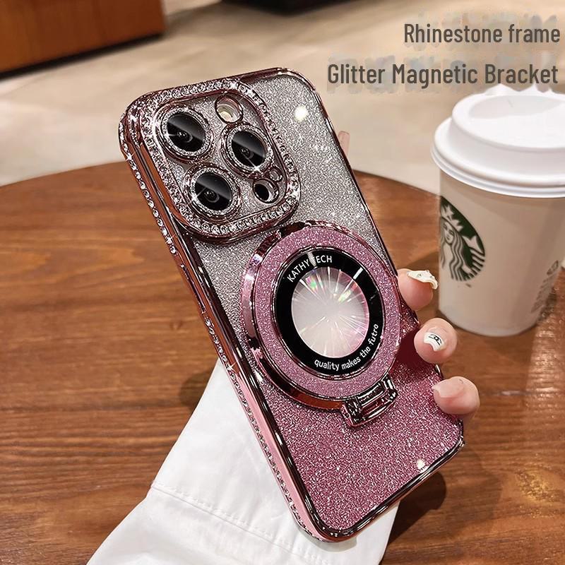 Rhinestone Glitter Magnetic Bracket for iPhone 14 Pro Max Case