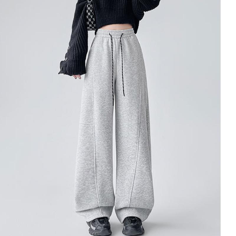 Encore červené široké kalhoty pro dámský jarní a podzimní styl pro každodenní venkovní volnočasové dojíždění sportovní banánové kalhoty