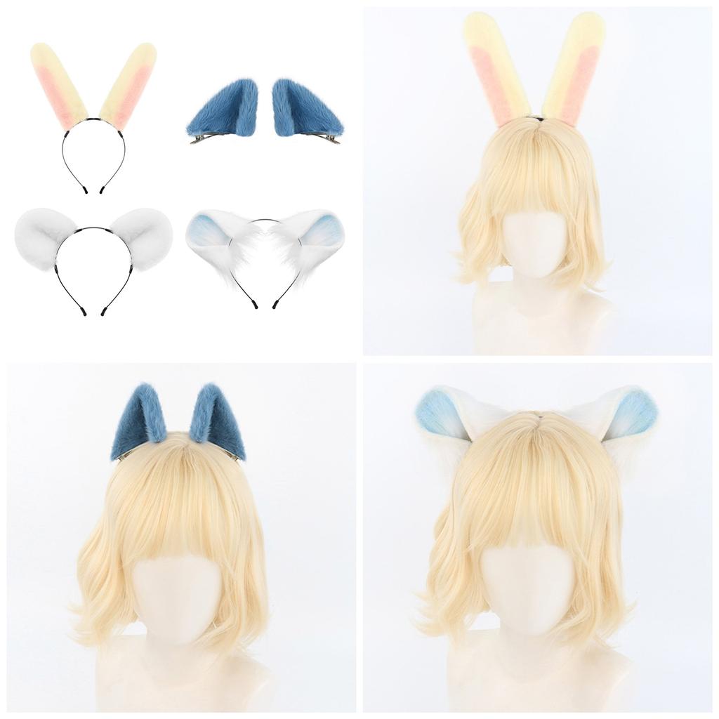 Rabbits Ears Hairband Photo Props Furry Hair Hoop Headband Party Headpiece Fun Headbands for Music Festival