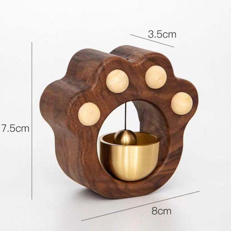 Cat Claw Cartoon Doorbell Door Opening Reminder Wind Chime Japanese Style Solid Wood Magnetic Copper Bell Home Decoration
