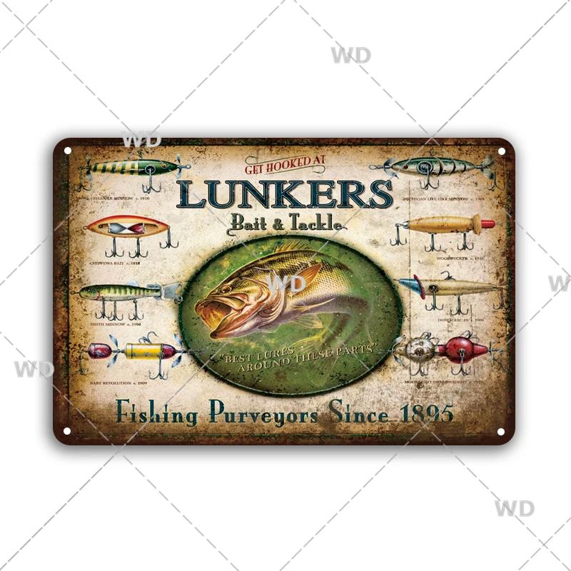 Funny Fishing Metal Tin Sign Retro Vintage Plaque Metal Poster Go Fishing Lover Gift Plate For Men Cave Fishing Home Wall Decor