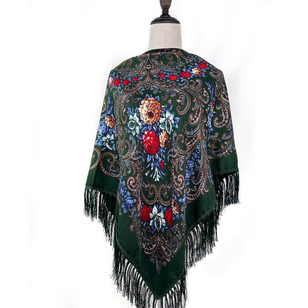 Autumn And Winter Warm Shawl Ethnic Style Printed Tassel Square Scarf Tourism Baotou Women s Scarf