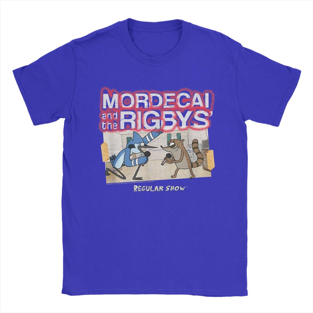 T-shirt Uomo Regular Show Mordecai and The Rigbys Band Creative 100% Cotone Girocollo Manica Corta Magliette Taglie Forti