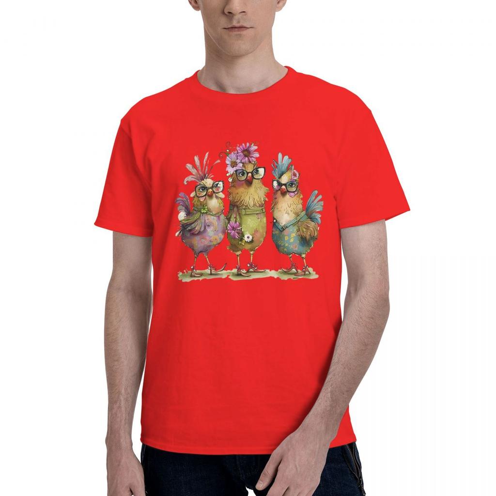 Chicken Print 100 Cotton Casual Breathable Confortable Clothes Funny TShirt For Men Funny Shirt