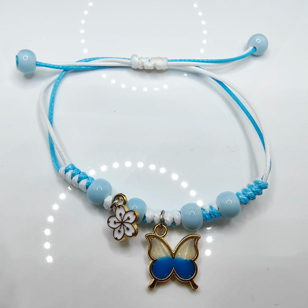 Adjustable Colorful Rope Lucky Butterfly Pendant Bracelet For Women Girls Child Birthday Gifts Charm Fashion Couple Bangles
