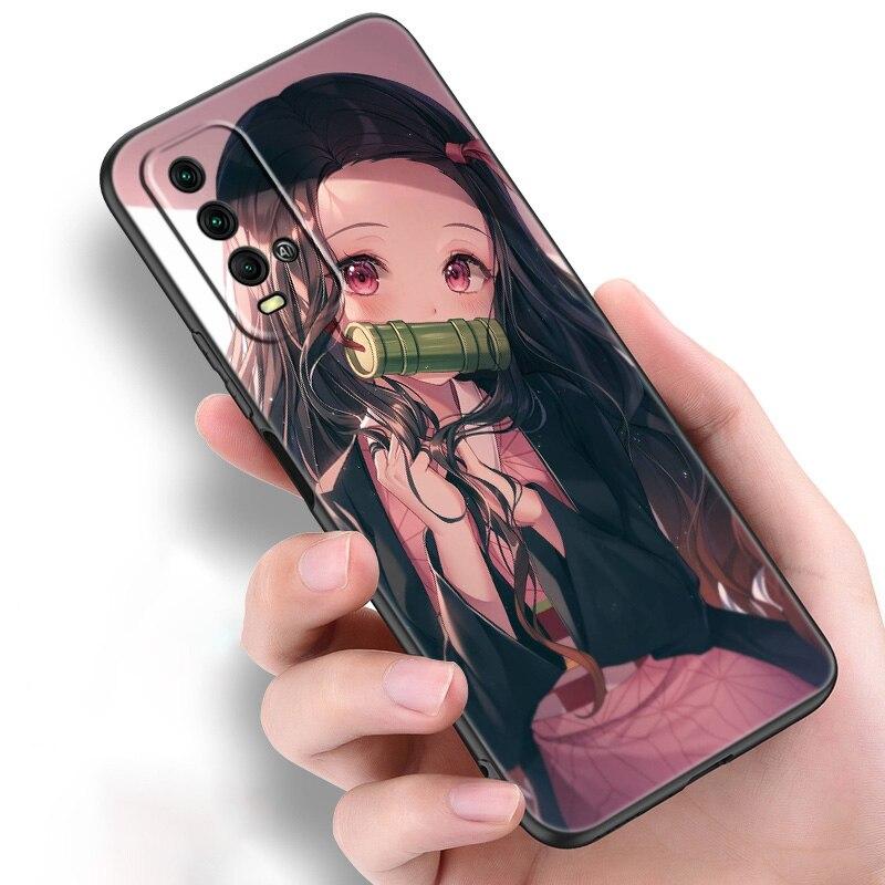 Anime Demon Slayer Nezuko Silicone Phone Case For Xiaomi Redmi Note 11 10 9 8 Pro 11T 10T 10S 9S 8T 9 9A 9C 9T Black Soft Cover