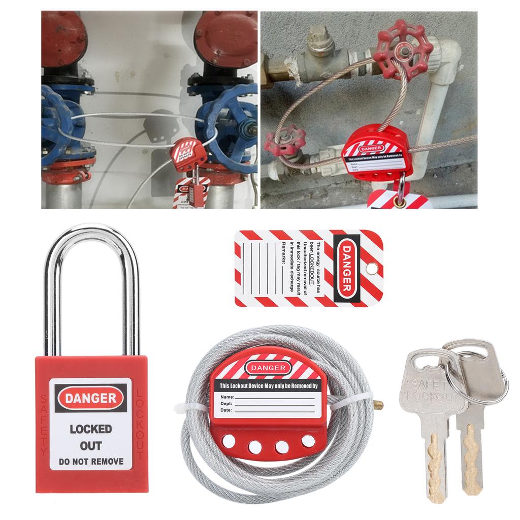 Cable Lockout Hasp Adjustable 6mm 0.24in Diameter 38mm 1.5in Length 4 Holes Stainless Steel