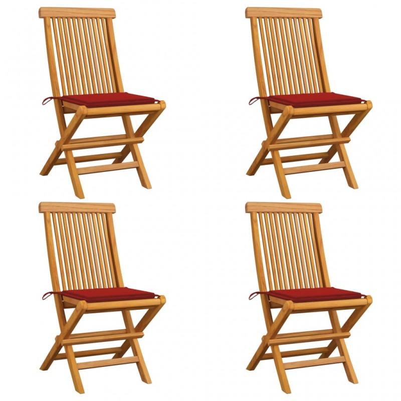 Day and Night - Day and Night Garden Chairs 4 Units with Red Teak Wood Cushions