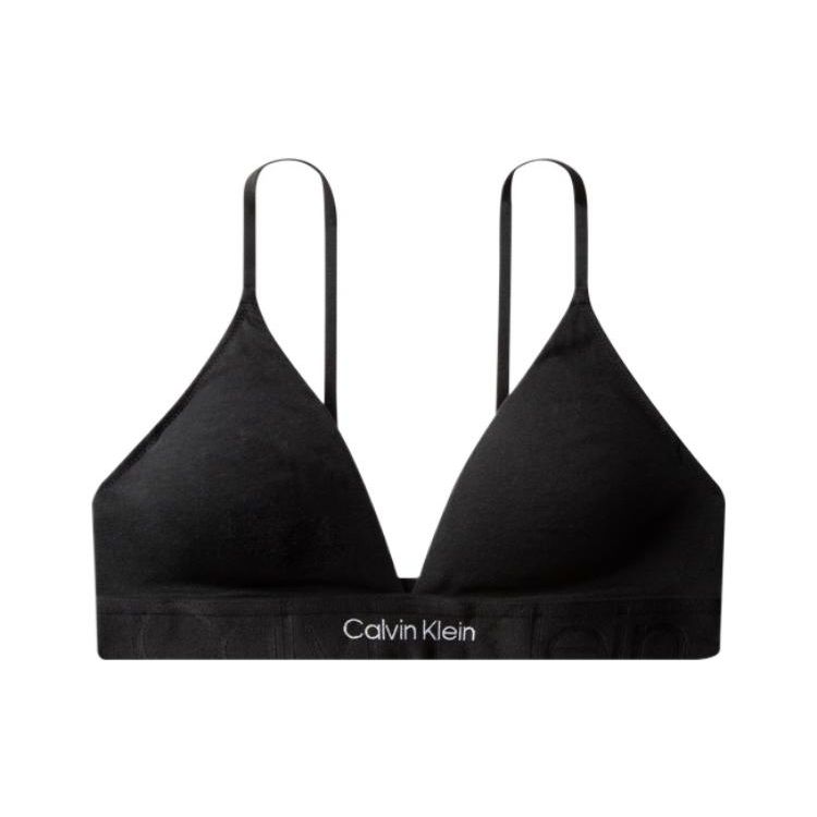 Calvin Klein Solid Double Gravity Strap Removable Pad Triangle Bra Women underwear Black QF6990-UB1