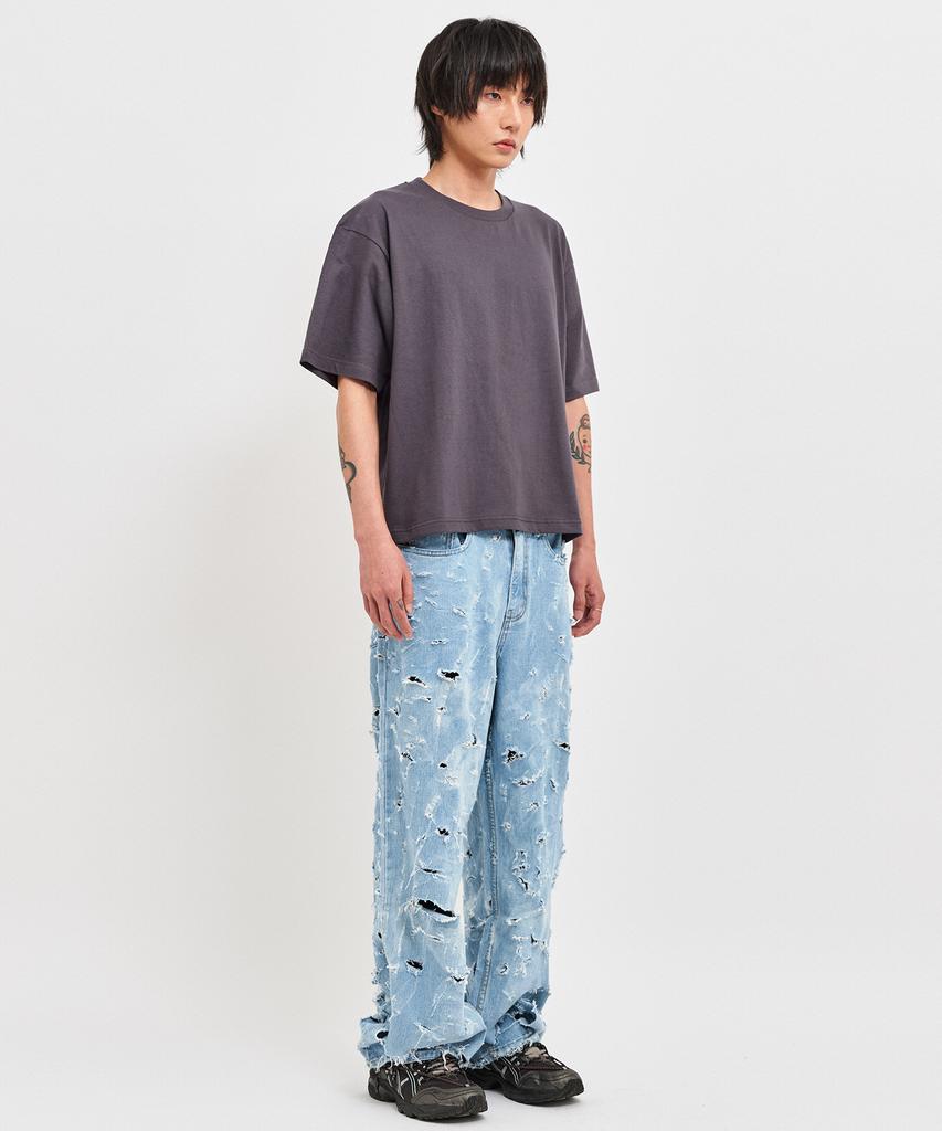 C WEAR BY THE GENIUS Men'S Crop T-Shirt Charcoal