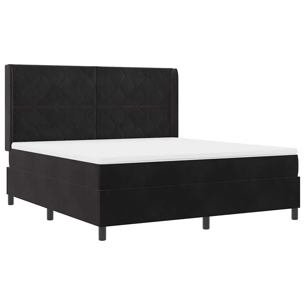 Box Spring Bed with Headboard Black 180 x 200 cm Velvet