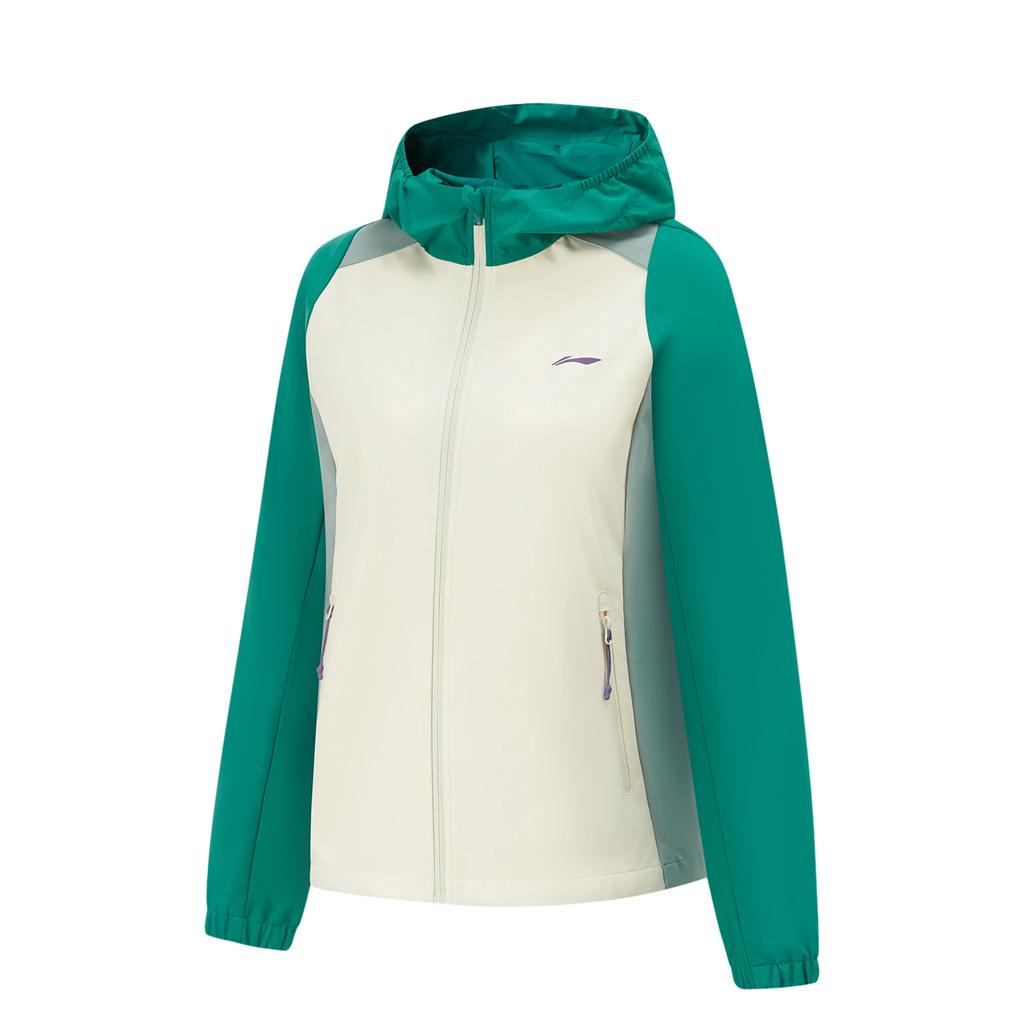 Li Ning Running Series Color Block Zipper Hooded Comfortable Breathable Versatile Windproof Loose Jacket Women jackets AFDU356-5