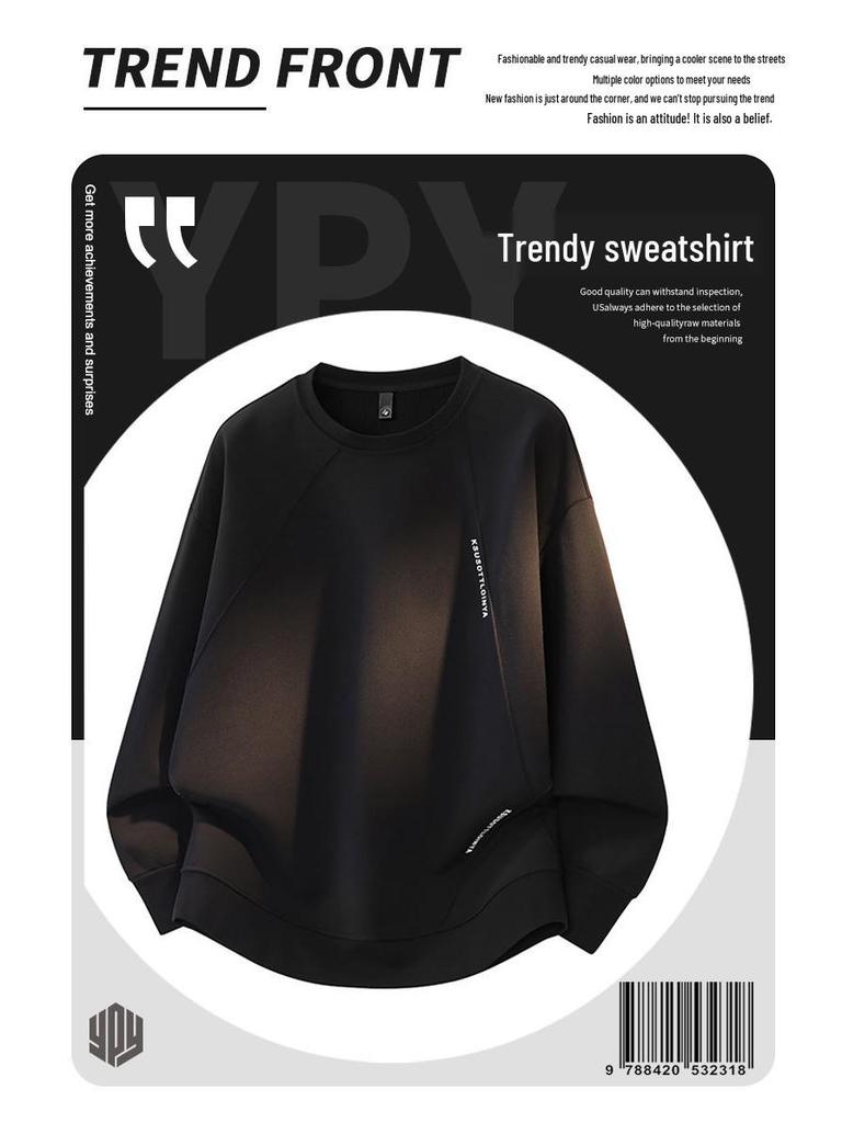 Men's Ribbed Fleece-Lined Plus Size Base Layer Top - Autumn/Winter Fashion Outerwear