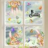 1Set Happy Easter Window Stickers Cartoon Rabbit Easter Eggs Flowers Butterfly Glass Sticker Spring Easter Home Decoration 2026