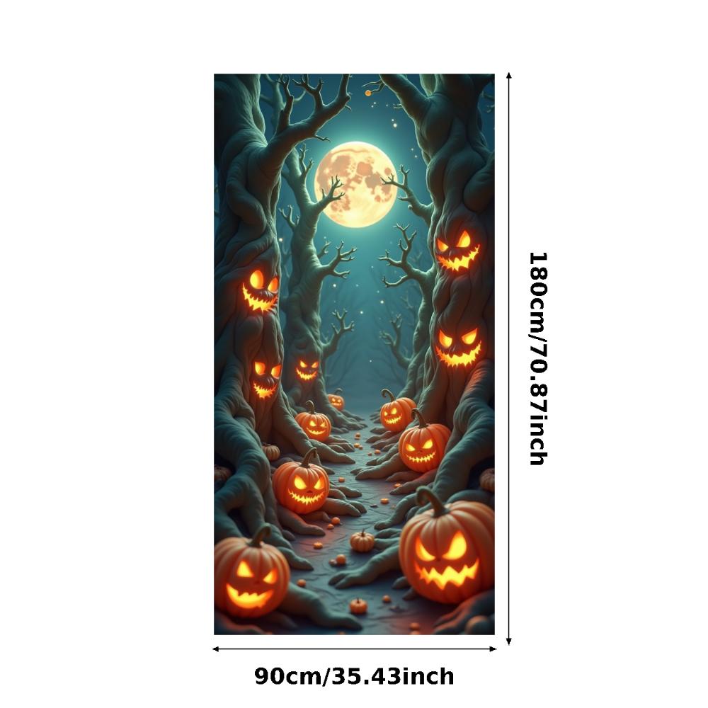 Jack O Lantern Banner Starry Sky Forest Theme Banner Pumpkin Banner Halloween Theme Spooky Decoration For Autumn Celebration