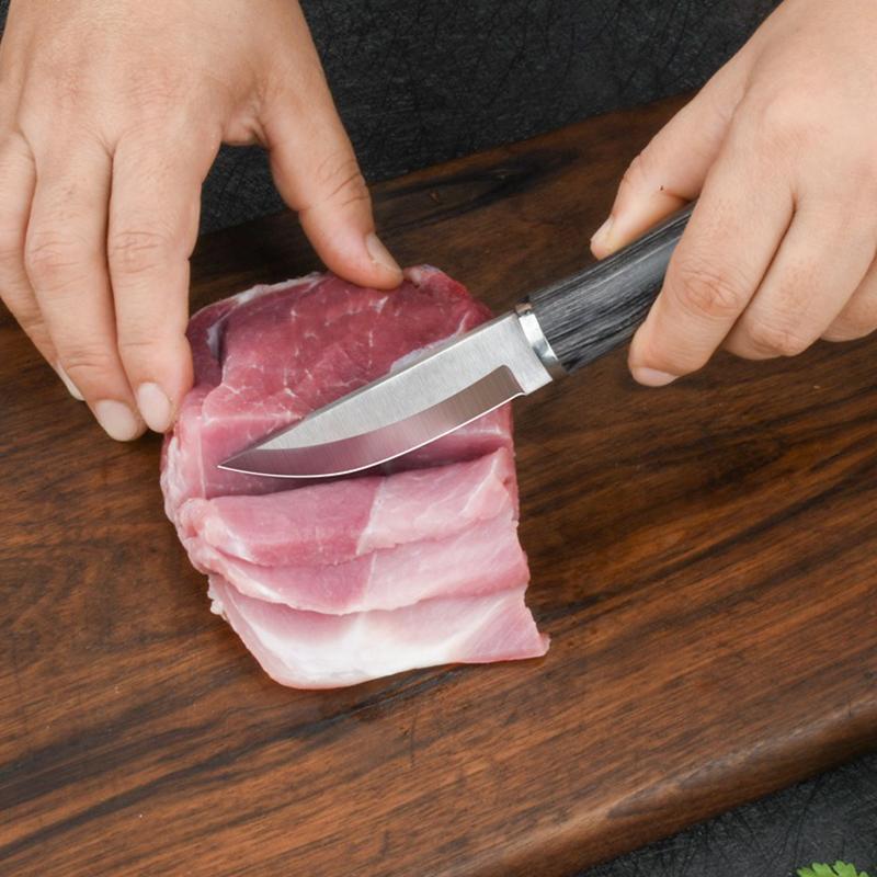 Camping Meat Cleaver Colored Wood Handle Mini Knives Household Fruit Knife Portable Outdoor Survival Self-defense Pocket Knife