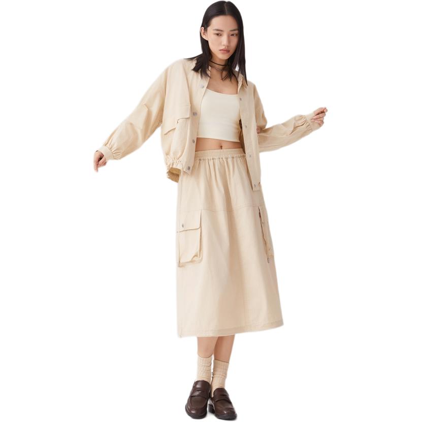 Levis Loose Solid Soft Comfortable Casual Long Skirt Women Skirts Light-Brown 003W4-0002