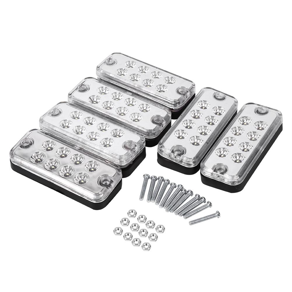 6pcs 8 LED Clearance Side Marker Light Indicator Lamp Truck Trailer Lorry White