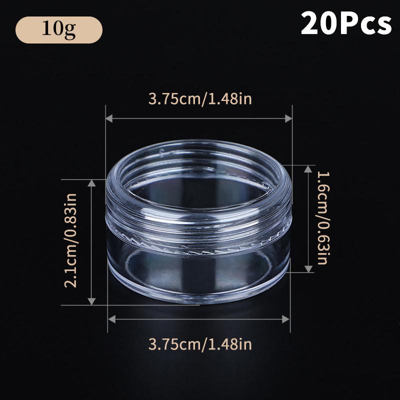 3G 5G 10G 15G 20G Cosmetic Cream Jar Empty Clear Eyeshadow Nail Glitter Lip Balm Container Makeup Sample Pot Bottle Plastic