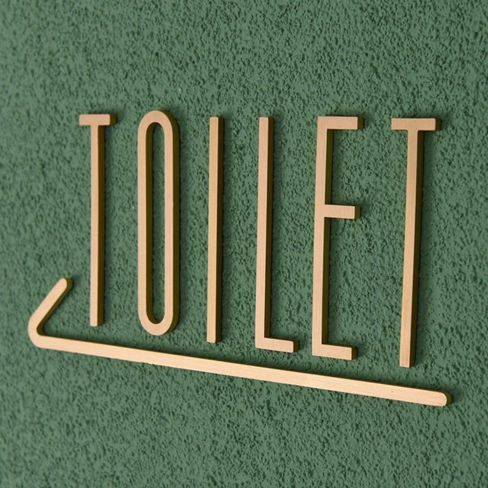 3D Brass Toilet Door Sign Toilet Doorplate Bathroom Signage WC Plaque Restroom Sign Toilet Symbol