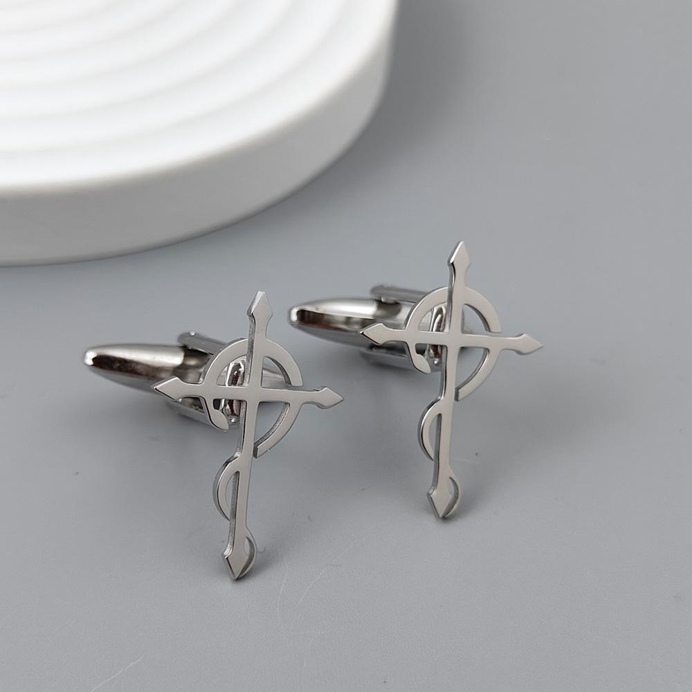 

2026 new rescue logo gold-plated stainless steel cufflinks, suit shirt cuffs, business formal accessories 3 color set срібний