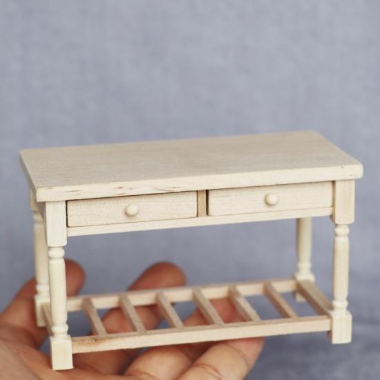1/12 Dollhouse Mini 2-drawer Dinning Table Furniture Model Kitchen Scene Decor