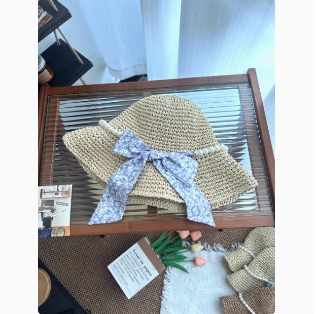 Daisy Raffia Woven Empty Top Hat Children Summer Outdoor Seaside Vacation Sunshade Sun Protection Straw Hat