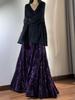 Velvet High Waist Fishtail Skirt - Chinese Style, Long Flare, Autumn/Winter Collection for Women