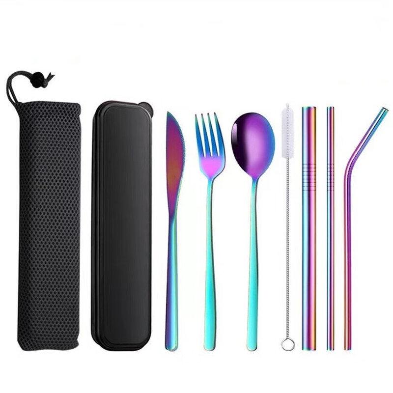 ZISIZ 7-Piece 304 Stainless Steel Portable Cutlery Set