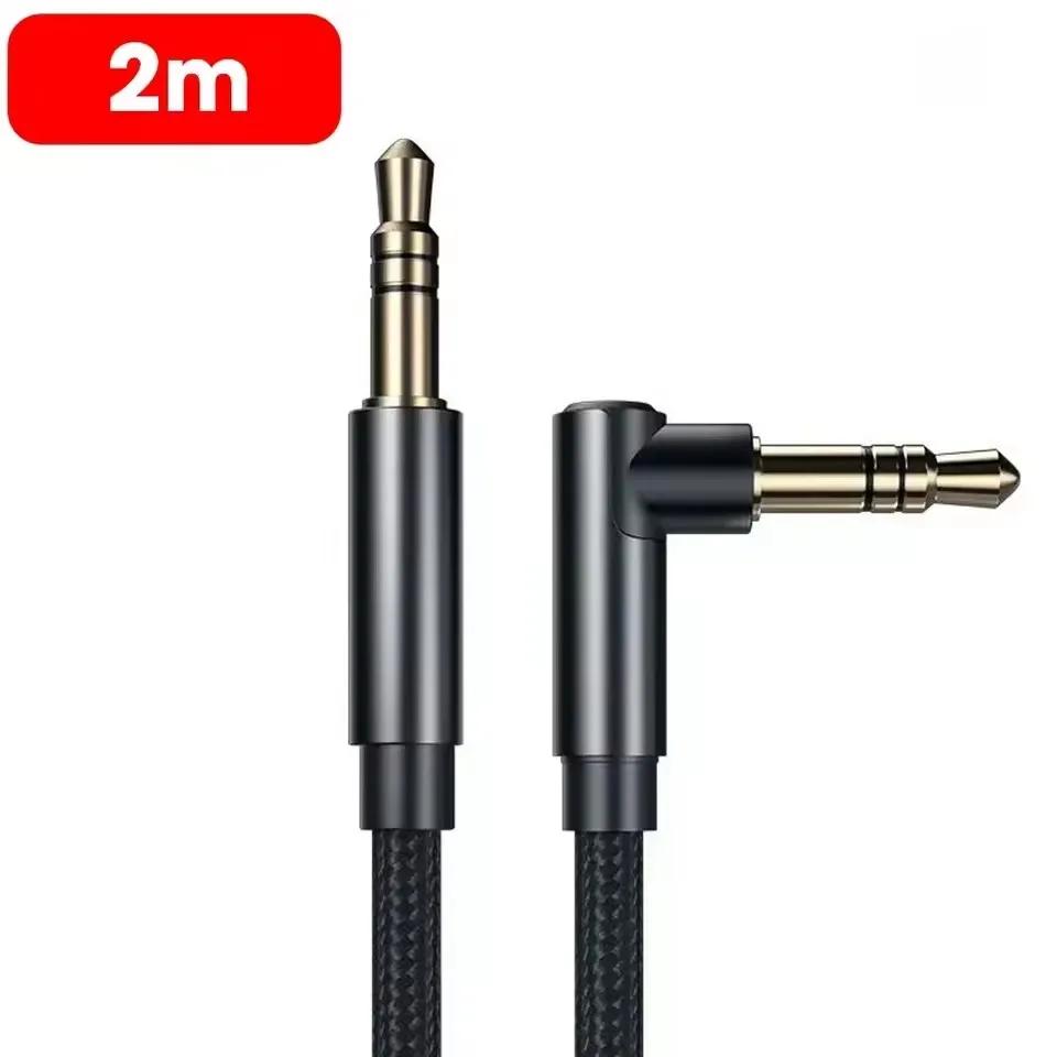 3.5mm Jack Audio Cable 90 Degree Elbow Male to Straight Male Speaker Aux Wire For Samsung Xiaomi MP3/4 Video Adapter Cord