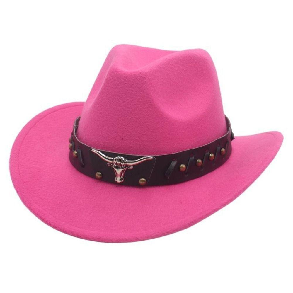 Vintage Studded Bullhead Western Cowboy Hat Ethnic Style Wide Brim Jazz Fedora Hats Tibetan Style Top Hat for Women Men