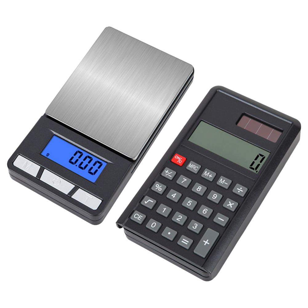 Solar Jewelry Scale With Calculator Cover LCD Screen 6 Units Conversion Tare Function High Accuracy Pocket Scale
