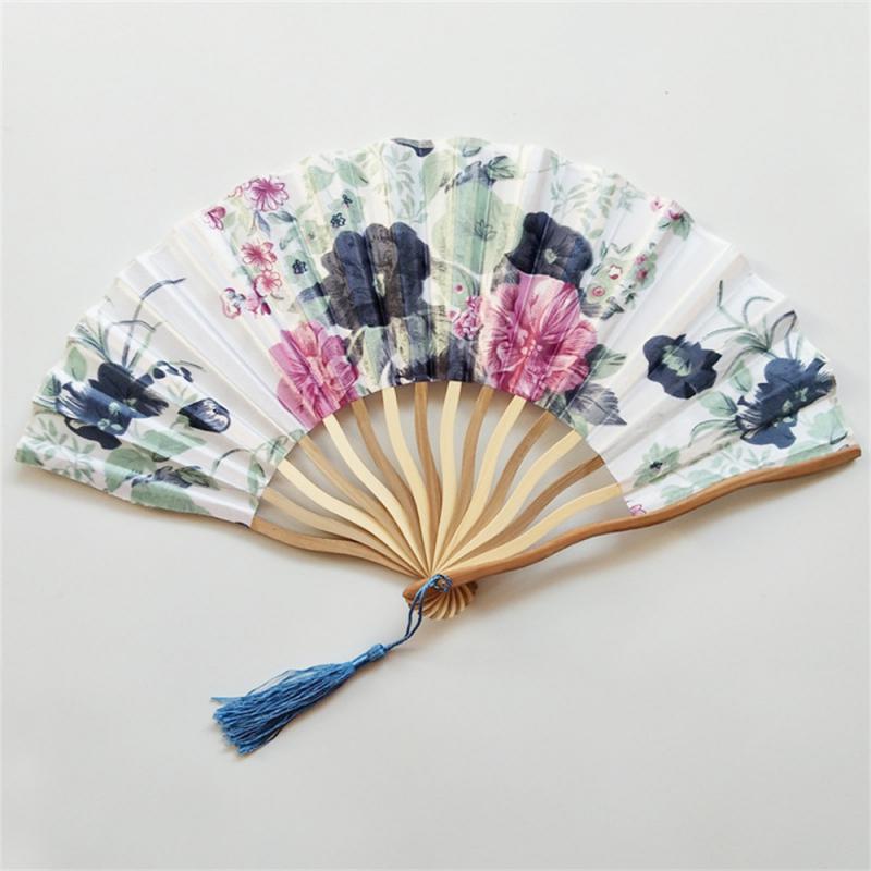 Chinese Japanese Style Silk Fan Folding Fan Wedding Fan Art Gifts Dance Hand Fan Vintage Bamboo Folding Hand Held Flower Fan