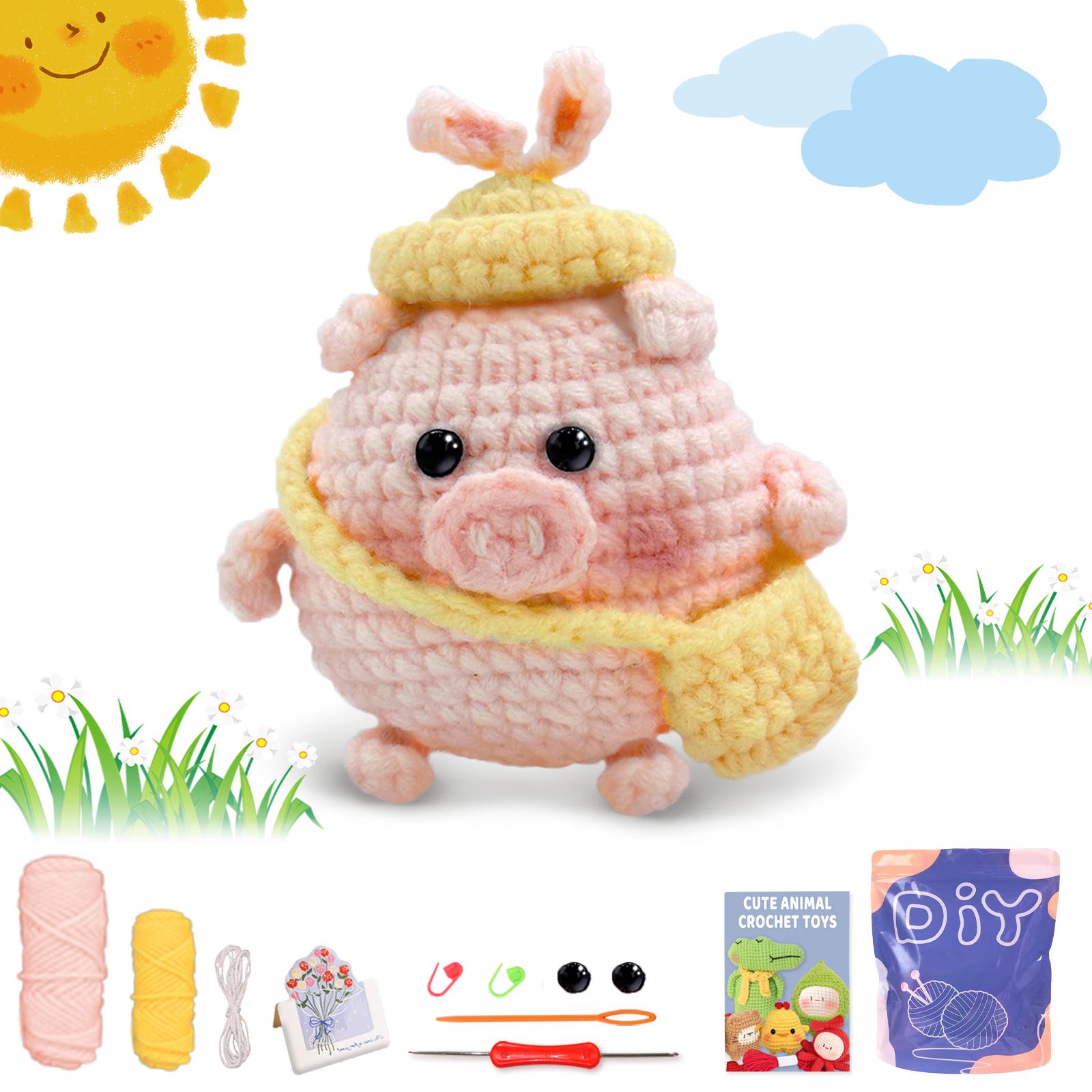 1set,Pink Pig,Crochet Set for Beginners,Include Step-by-Step Video Tutorials(Accessories In Random Color) розовый
