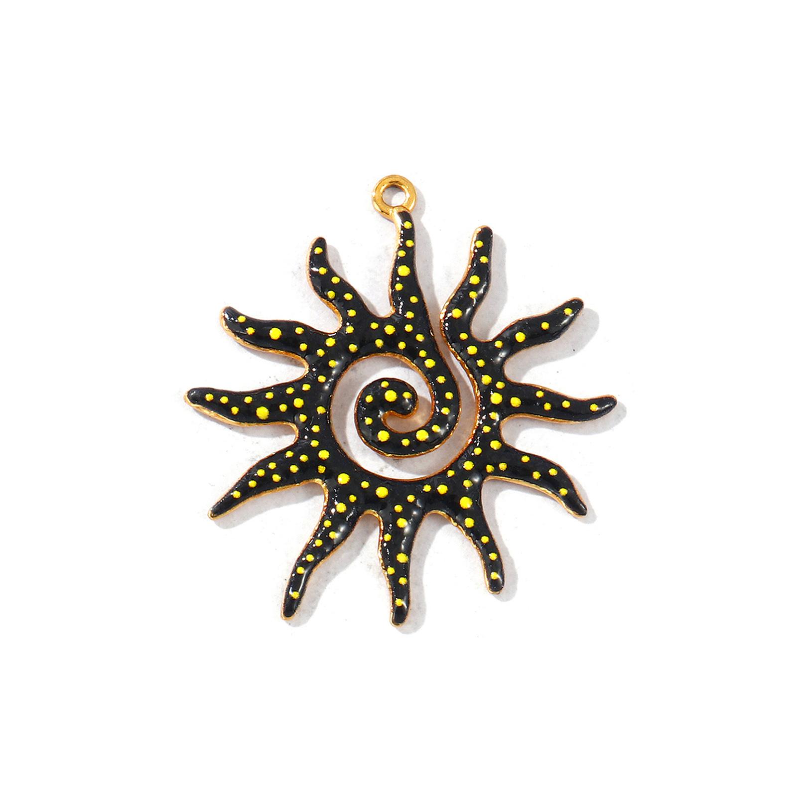 

2 Pcs 304 Stainless Steel Galaxy Pendants 18K Gold Plated Enamel Sun Spot Pendants For DIY Necklace Jewelry Making 3.7cm x 3.4cm