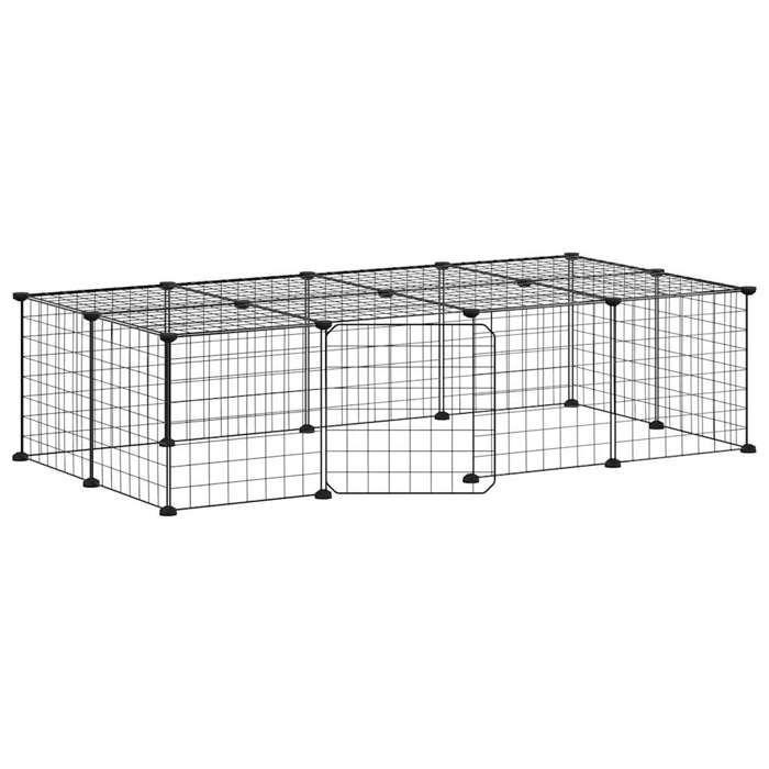 3114055 vidaXL Cage animaux de compagnie à 20 panneaux et porte Noir 35x35 cm