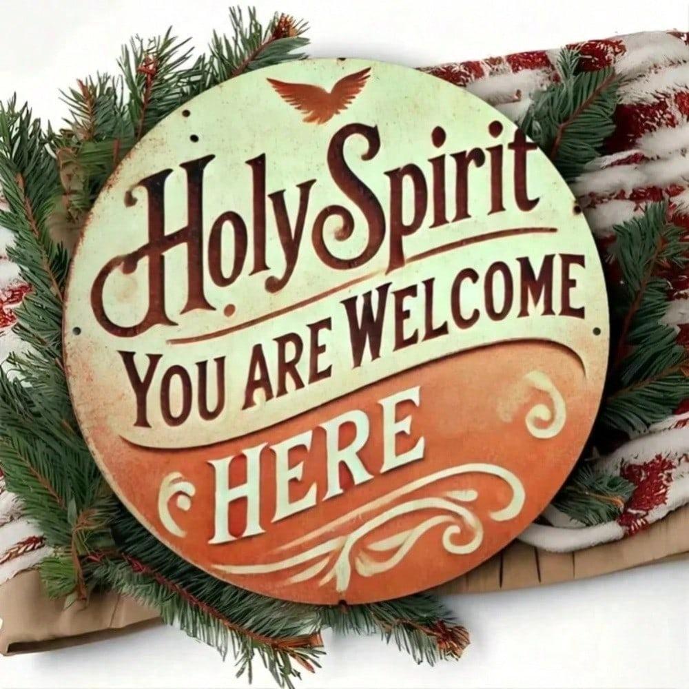 Vintage St. Spirit Welcome Metal Tin Sign 7.87x7.87 Inch Round Wall Art Retro Plaque for Home Bar Cafe Decor