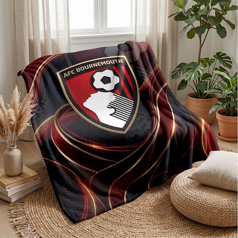 Bournemouth Fußball Druck Flanell Decke, Weiche Warme Leichte Überwurfdecke für Sofa Bett Camping