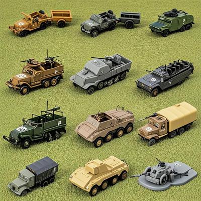4D 1/72 Military Vehicles Model Truck Tank Jeeps Armored Transport Car Fighting Chariot Building Sand Table Scene Boy Toy Gift