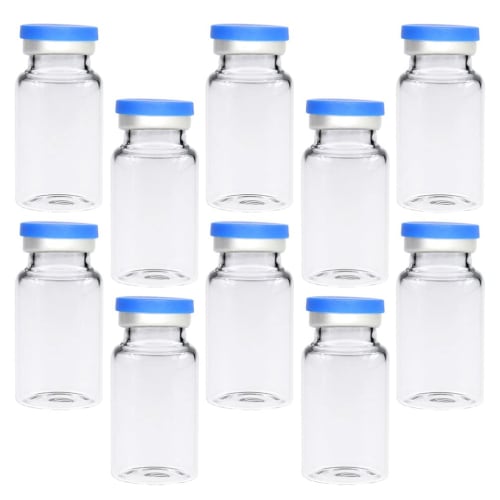 TOYMYTOY 10ml Glass Vials, Mini Bottles, Clear Vials with Rubber Stopper Lids, Perfect for Small Item Storage, Glass Bottles, Storage Containers, Divi