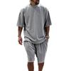 Set Due Pezzi T-shirt da Uomo a Maniche Corte Girocollo e Pantaloncini con Coulisse Outfit Estivo Casual Vestibilità Larga per l'Uso Quotidiano