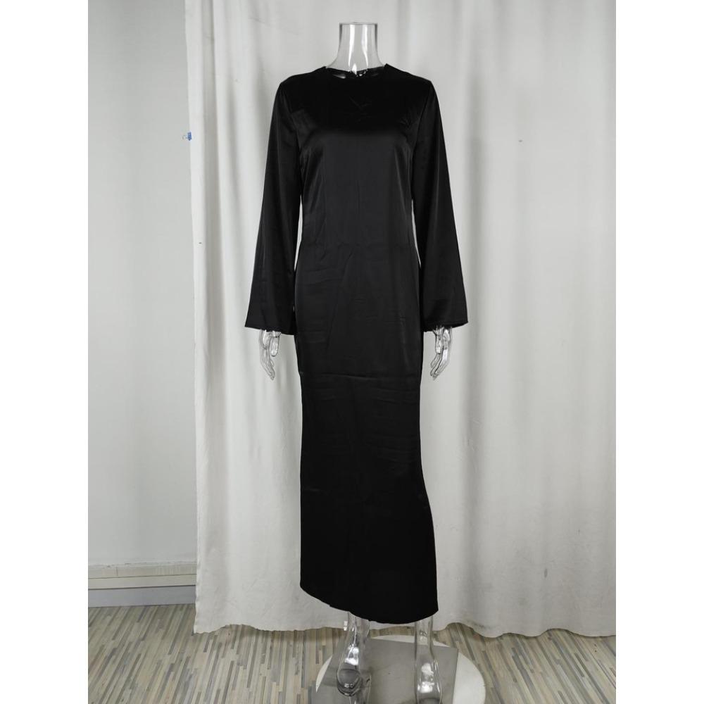 Fashion Slim Maxi Dress for Women Long Sleeve High Waist Elegant Solid Party Dress Casual Luxury Ladies Dress