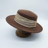 Cappello a tesa piatta vintage color caramello, stile francese, per donna, autunno e inverno, in feltro di lana, elegante stile britannico, cappello Panama a tesa piatta