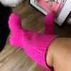 Fashion Women Long Boots Brand Design Terry Cloth Knee-high Booties Ladies Thick Sole Pink Green Botas Tone To Tone