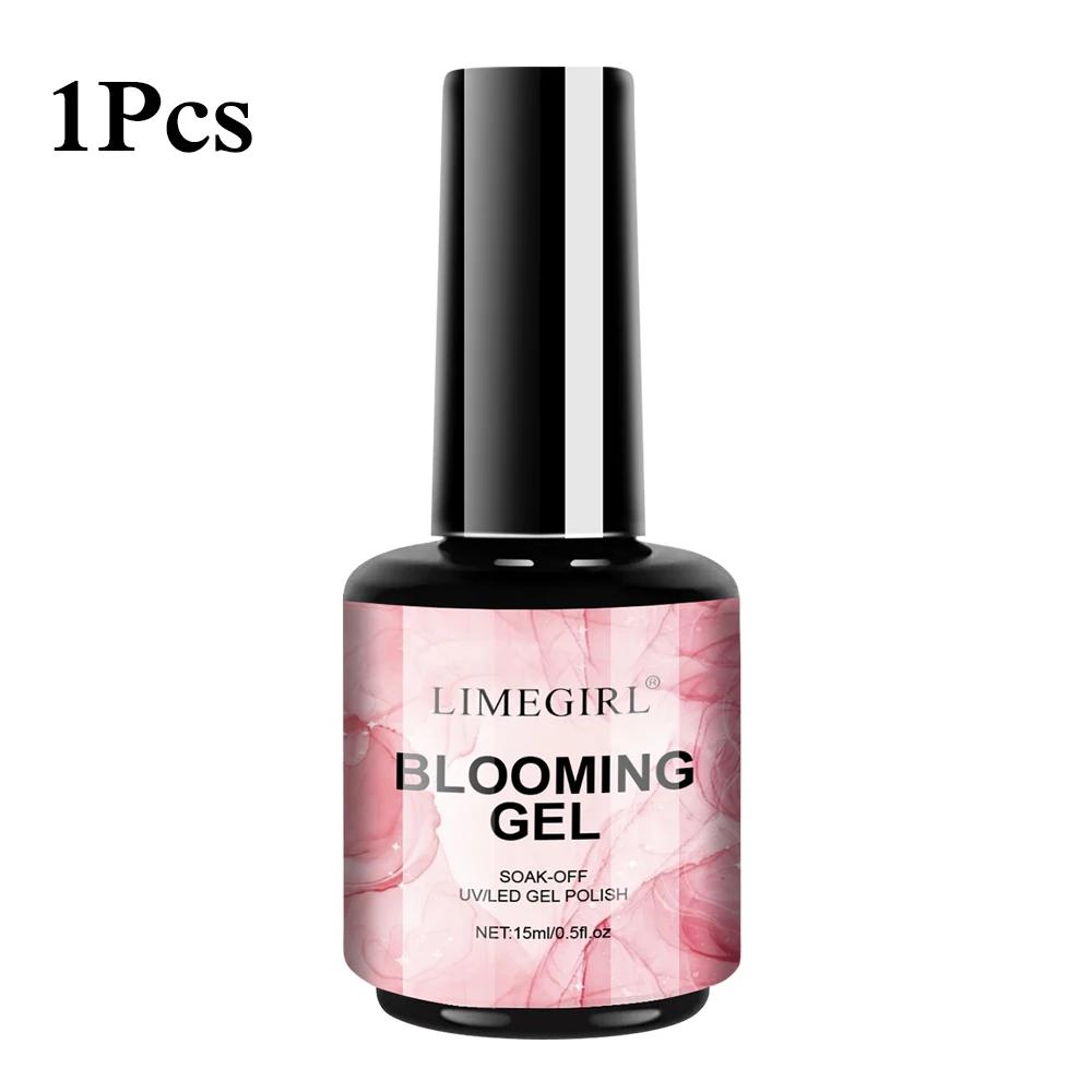LIMEGIRL 15ML Nail Blooming Gel UV Soak Spread Marble Blossom Spreading Effect Functional Nail Art Clear Blooming Gel Polish персиковый