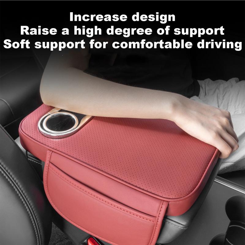 Polštář loketní opěrky středové konzoly automobilu se 2 držáky nápojů a boční kapsou PU kůže Auto Amrest Zvyšovací podložky Kryt loketní opěrky do auta
