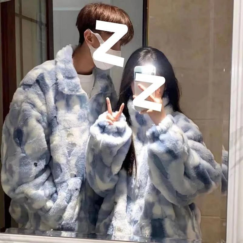 Dvd2 Women's Grey Lamb Wool Coat Winter Thickened Lamb Wool Top Cm